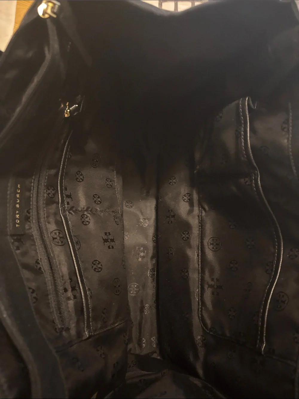 Tory Burch Black Pebbled Leather Work Tote